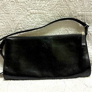 Monsac black leather clutch shoulder bag